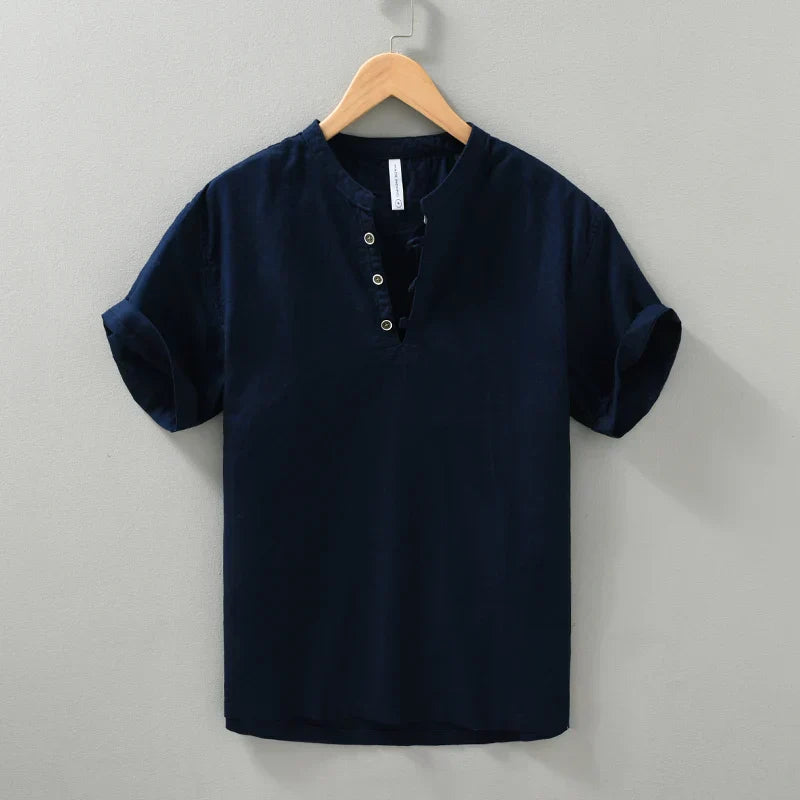 Męska koszulka Henley krótki rękaw