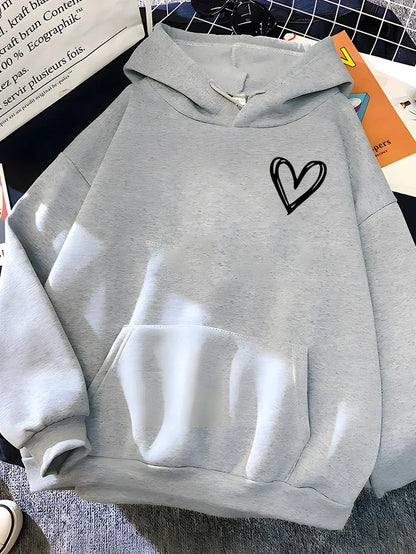 Madel | Sudadera oversize con capucha y estampado de corazones para mujer