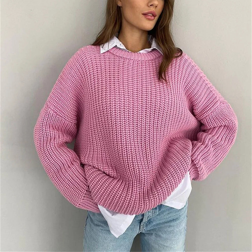 Jaylah - elegante jersey de punto con cuello redondo