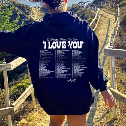 Clara | Sudadera con capucha con el lema "I Love You" en diferentes idiomas