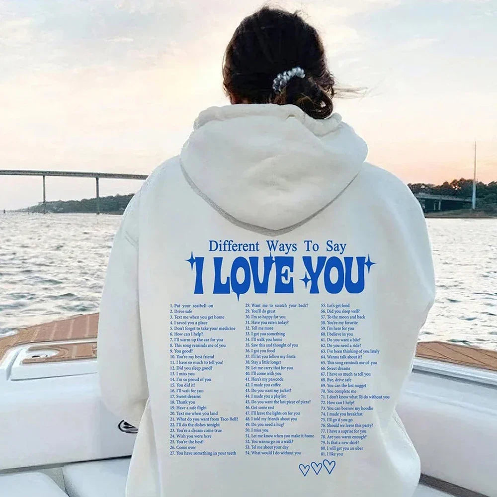 Clara | Sudadera con capucha con el lema "I Love You" en diferentes idiomas