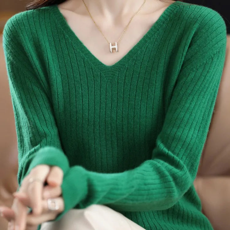 Irene | Jersey de punto con cuello de pico y corte entallado para mujer
