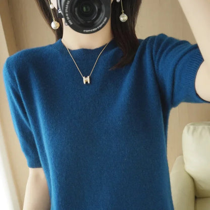 Adèle Jersey de punto de manga corta y cuello redondo