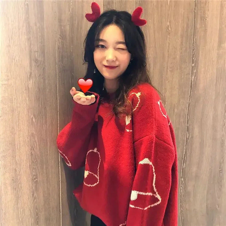 Marina | Cálido jersey con escote redondo y estampado navideño para mujer