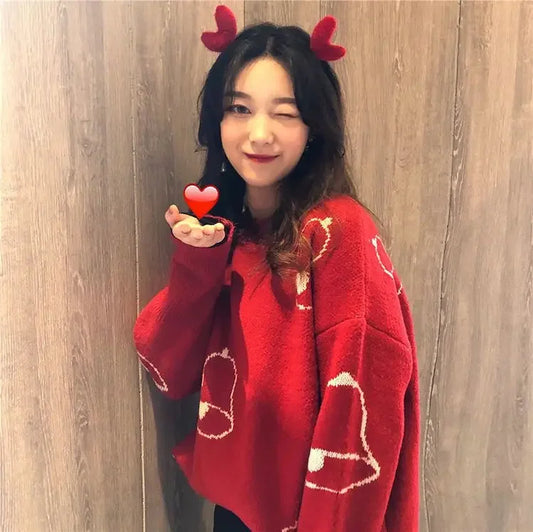 Marina | Cálido jersey con escote redondo y estampado navideño para mujer
