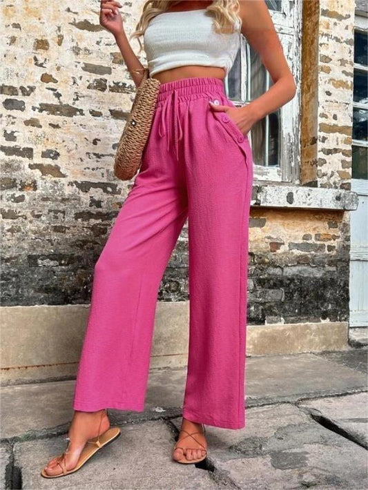 Karely - Pantalones de cintura alta holgados