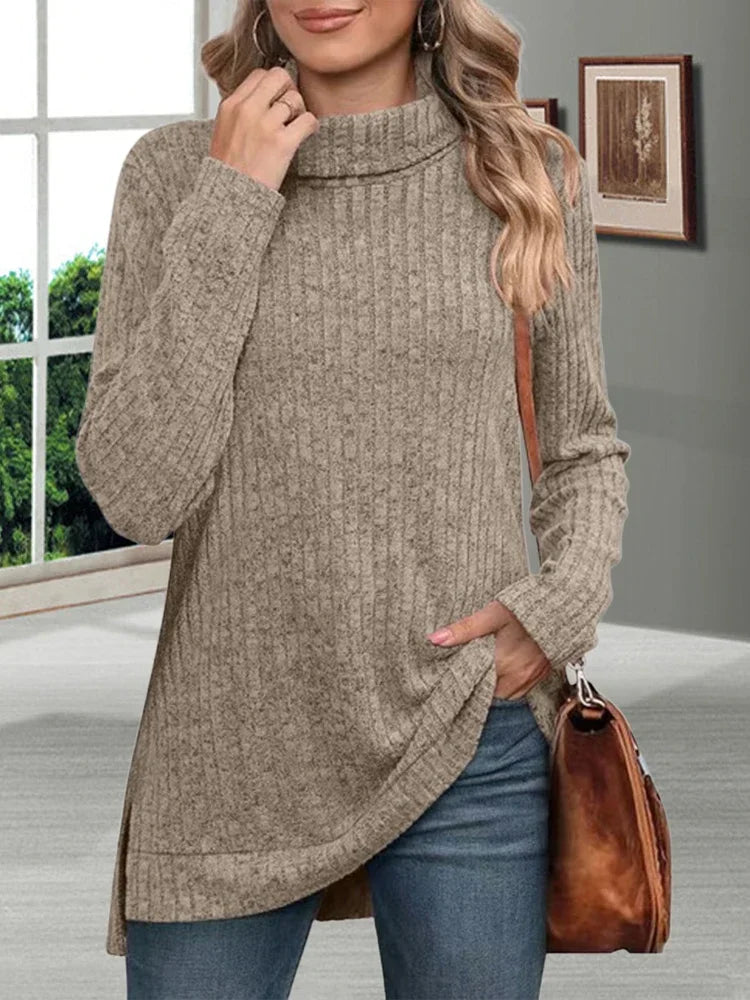 Raelyn - cálido jersey de cuello alto a rayas