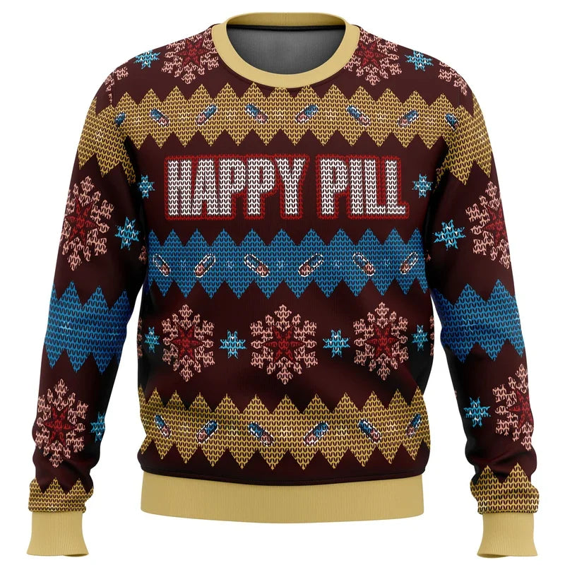 Markus | Cálido jersey con escote redondo y estampados navideños en 3D para hombre y mujer