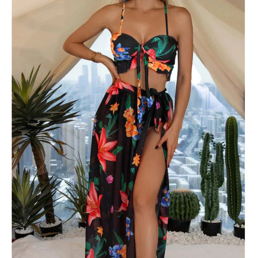 Ade Conjunto de 3 piezas para mujer con estampado floral de moda y cómodo para el verano