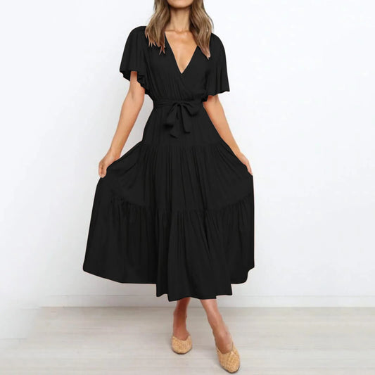 Vestido maxi con escote en V profundo