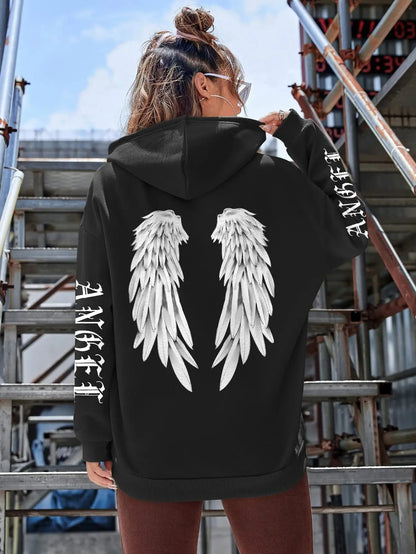 Heidi | Sudadera holgada con capucha y estampado de alas para mujer
