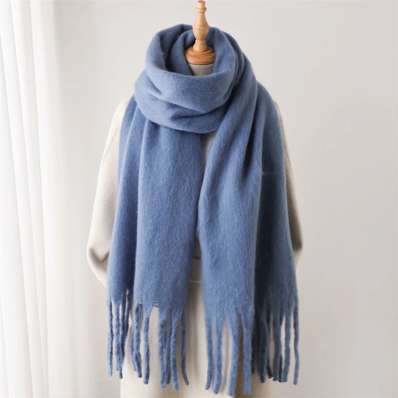 Velucci | Cashmere Bufanda de invierno caliente con borlas grandes