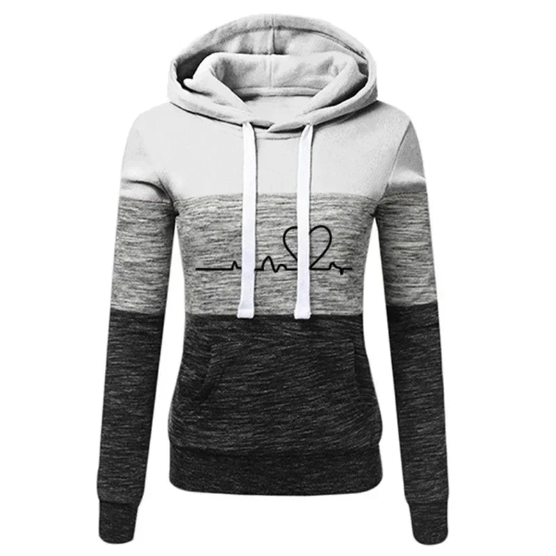 Monica | Sudadera entallada con capucha y estampado de corazones y latidos para mujer