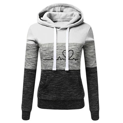 Monica | Sudadera entallada con capucha y estampado de corazones y latidos para mujer