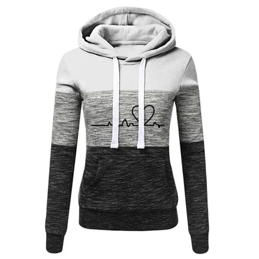 Monica | Sudadera entallada con capucha y estampado de corazones y latidos para mujer