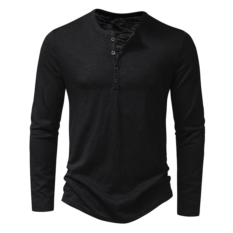Męska Koszulka Henley Z Długim Rękawem