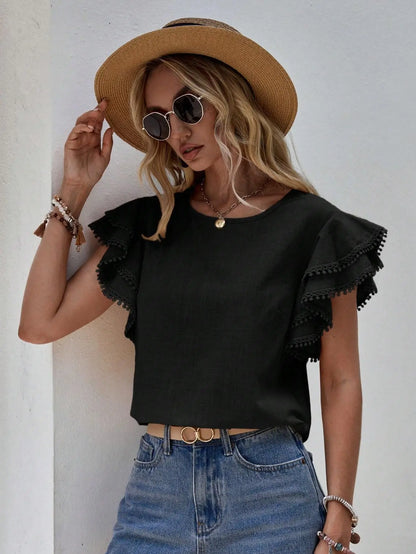 Camillia - Blusa femenina con mangas de volante