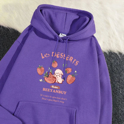 Sudadera Soraya con capucha y motivos de fresas y conejitos