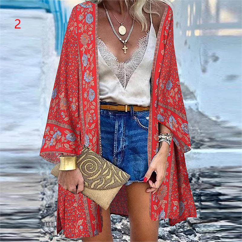 Bohemian Floral Blusa Casual Loose Beach