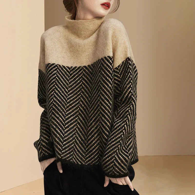 Jersey con cuello alto y dibujo de espiga