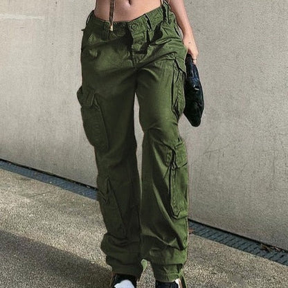 Zibiah - Pantalones cargo con bolsillos para mujer