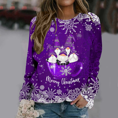 Zorana | Cálido jersey con escote redondo y estampado Merry Christmas para mujer