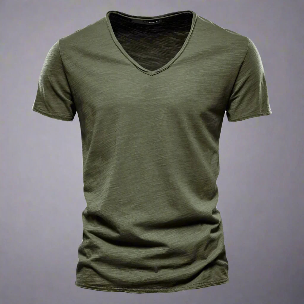 Męski T-Shirt Z Dekoltem W Serek