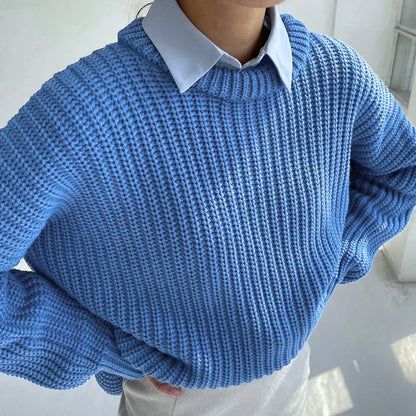 Jaylah - elegante jersey de punto con cuello redondo