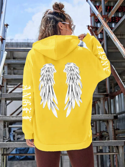 Heidi | Sudadera holgada con capucha y estampado de alas para mujer
