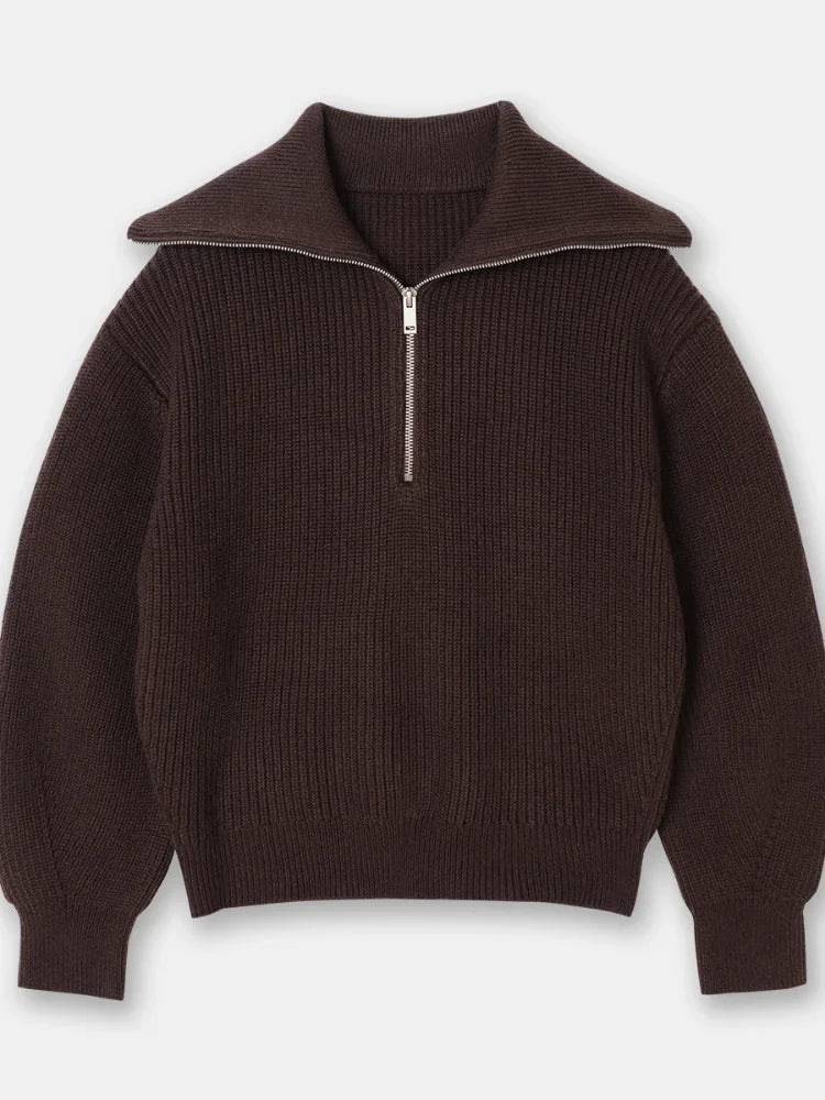 Madeleine | Jersey de cuello alto con solapa a rayas