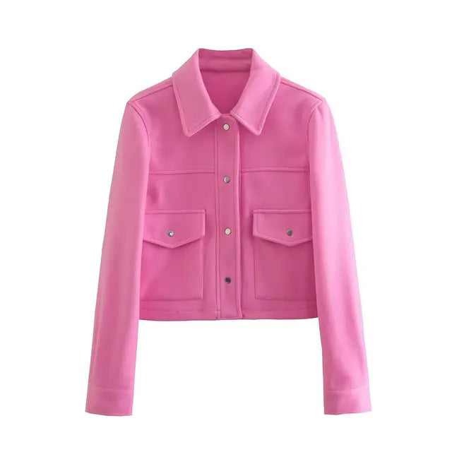 Elegante chaqueta de lana con tapeta de botones para mujer