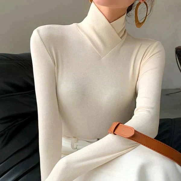 Jersey de cuello alto de manga larga para mujer