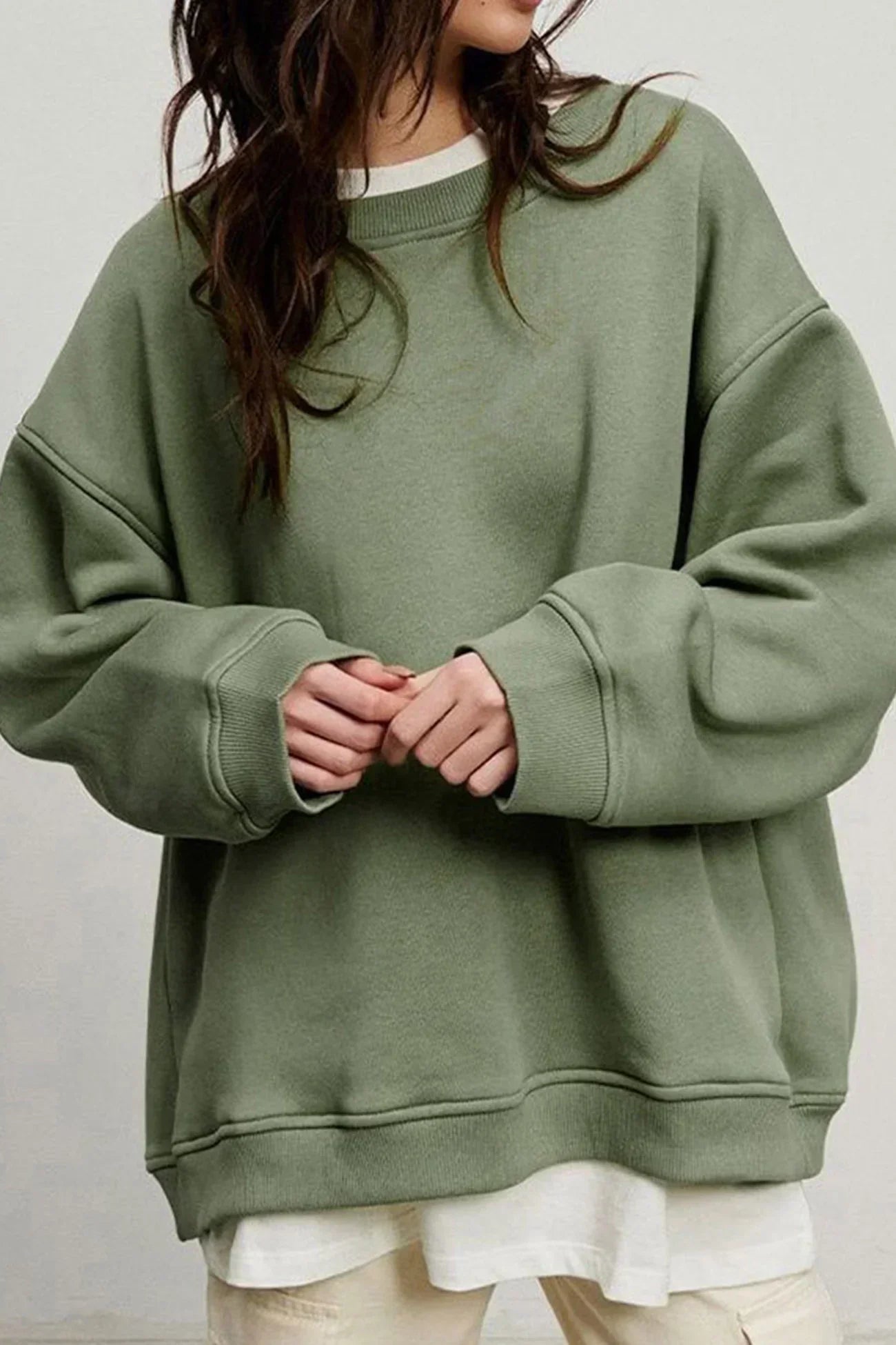 Sudadera oversize con cuello redondo