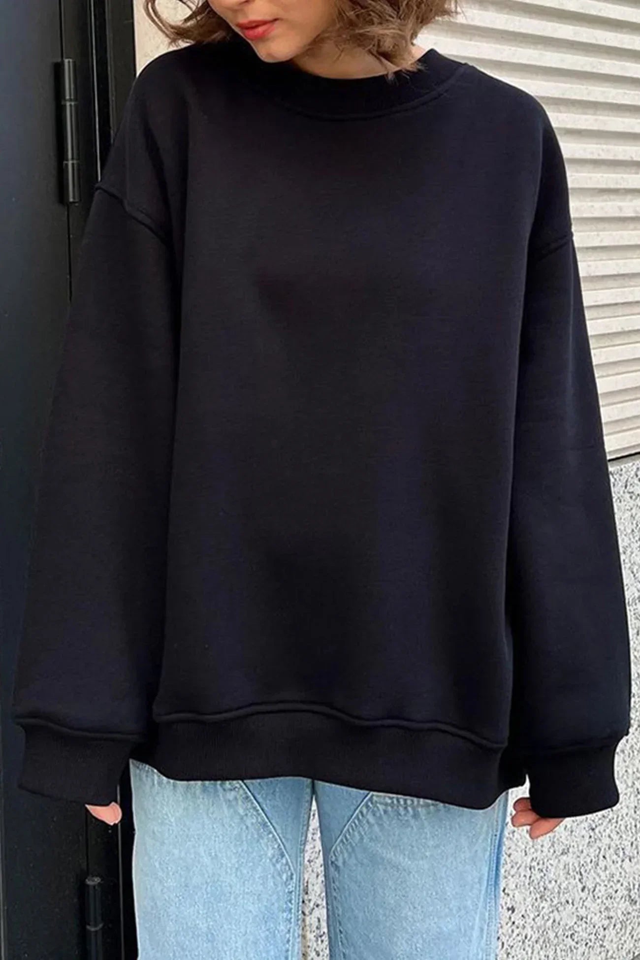 Sudadera oversize con cuello redondo