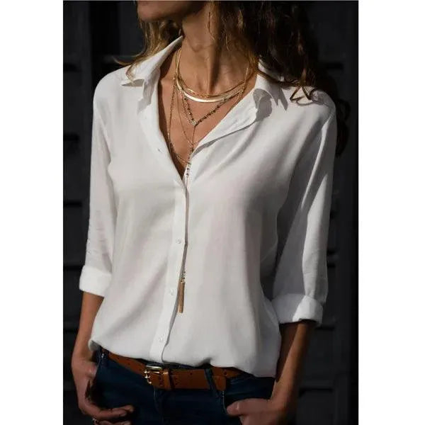 Elegante blusa de manga larga para mujer