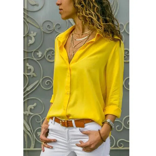 Elegante blusa de manga larga para mujer