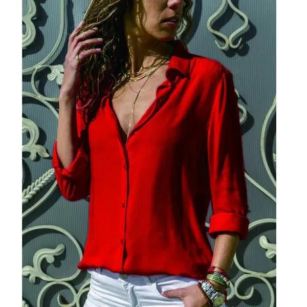 Elegante blusa de manga larga para mujer