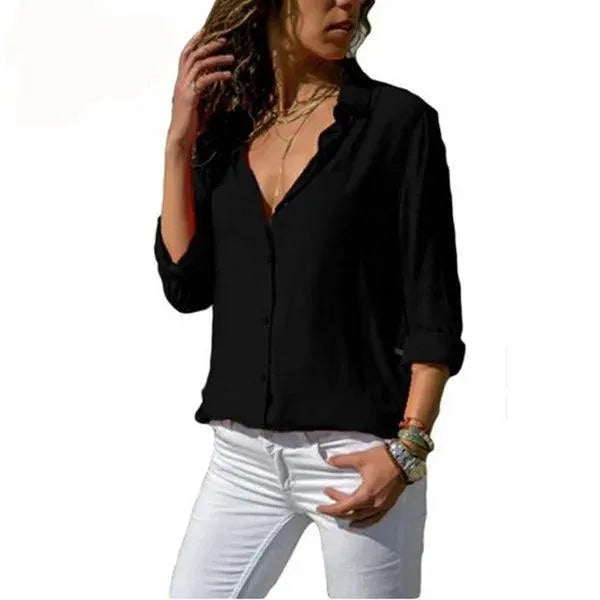 Elegante blusa de manga larga para mujer