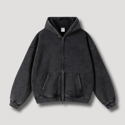 Timo | Sudadera con capucha y cremallera de aspecto vintage deslavado