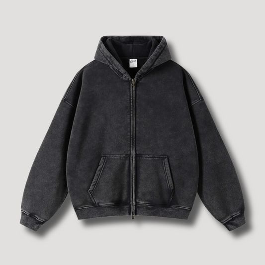 Timo | Sudadera con capucha y cremallera de aspecto vintage deslavado
