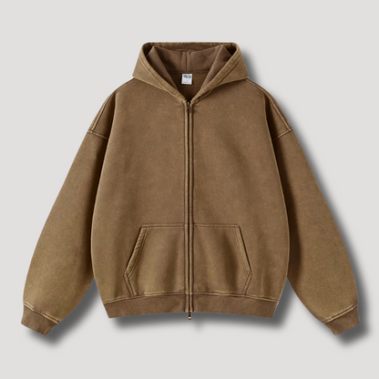 Timo | Sudadera con capucha y cremallera de aspecto vintage deslavado