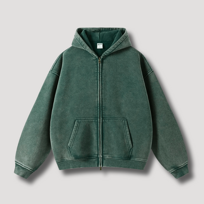 Timo | Sudadera con capucha y cremallera de aspecto vintage deslavado