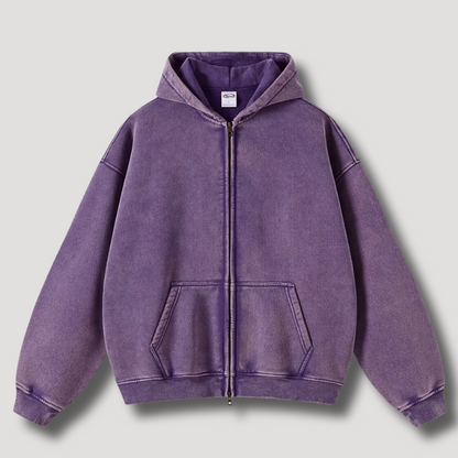 Timo | Sudadera con capucha y cremallera de aspecto vintage deslavado