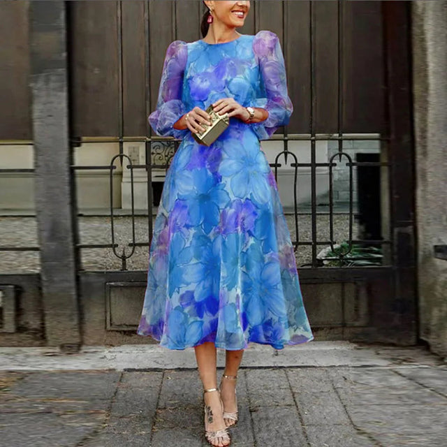 Elegancka Sukienka Damska Kwiaty