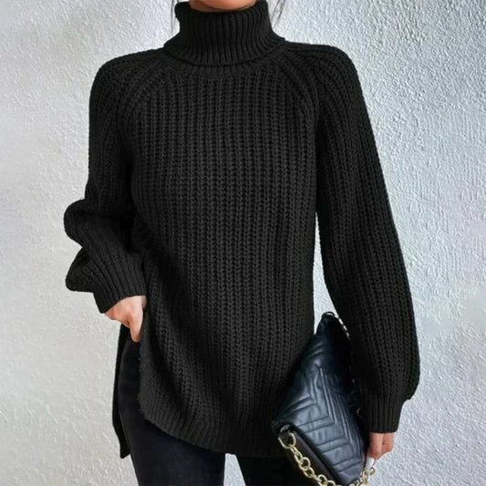 Odette | Cuello vuelto de canalé grueso negro