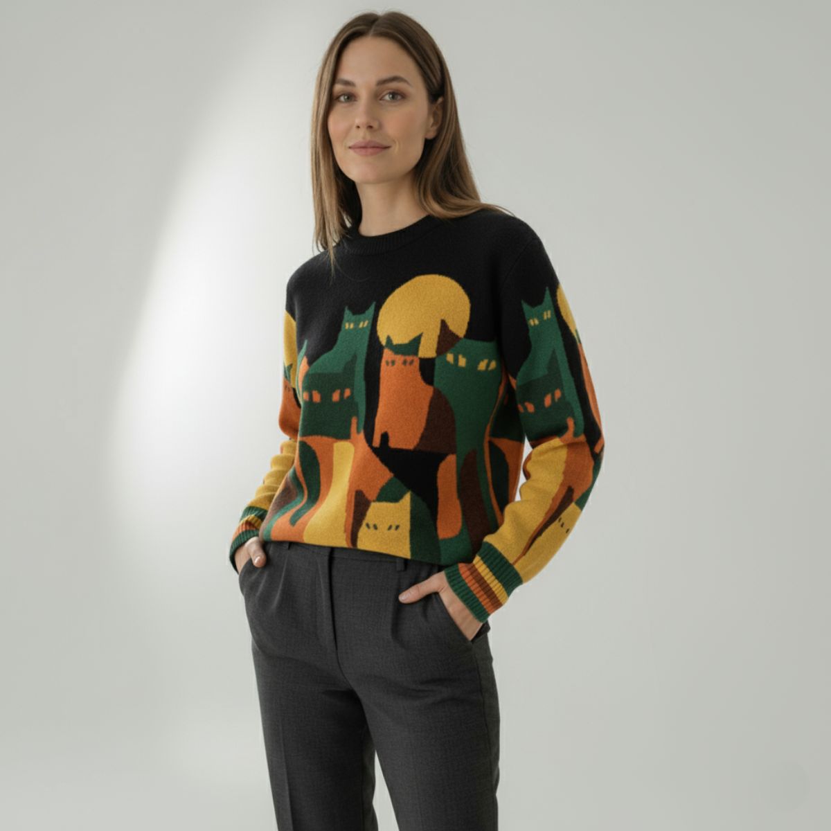 Amélie | Jersey unisex con estampado de gatos, elegante y cómodo