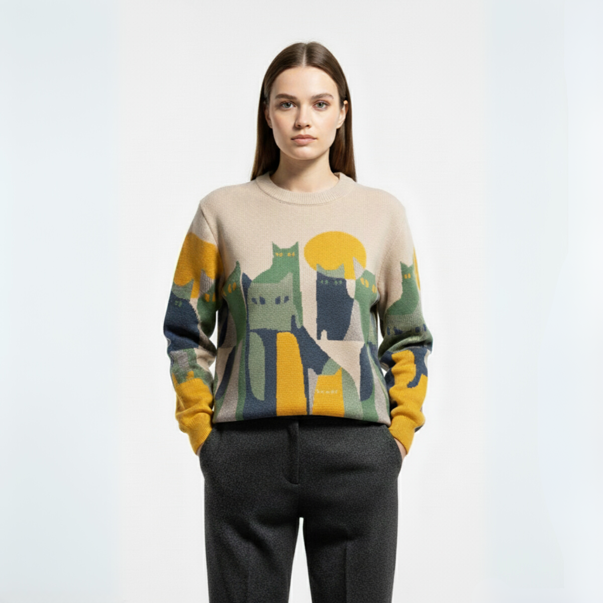 Amélie | Jersey unisex con estampado de gatos, elegante y cómodo