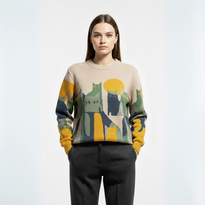Amélie | Jersey unisex con estampado de gatos, elegante y cómodo