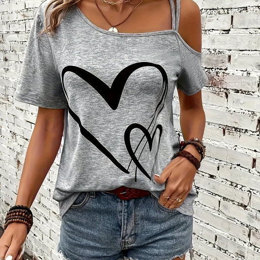 Camiseta - Diseño de corazón y hombros fríos
