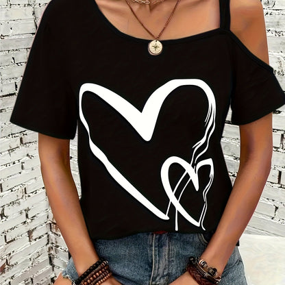 Camiseta - Diseño de corazón y hombros fríos